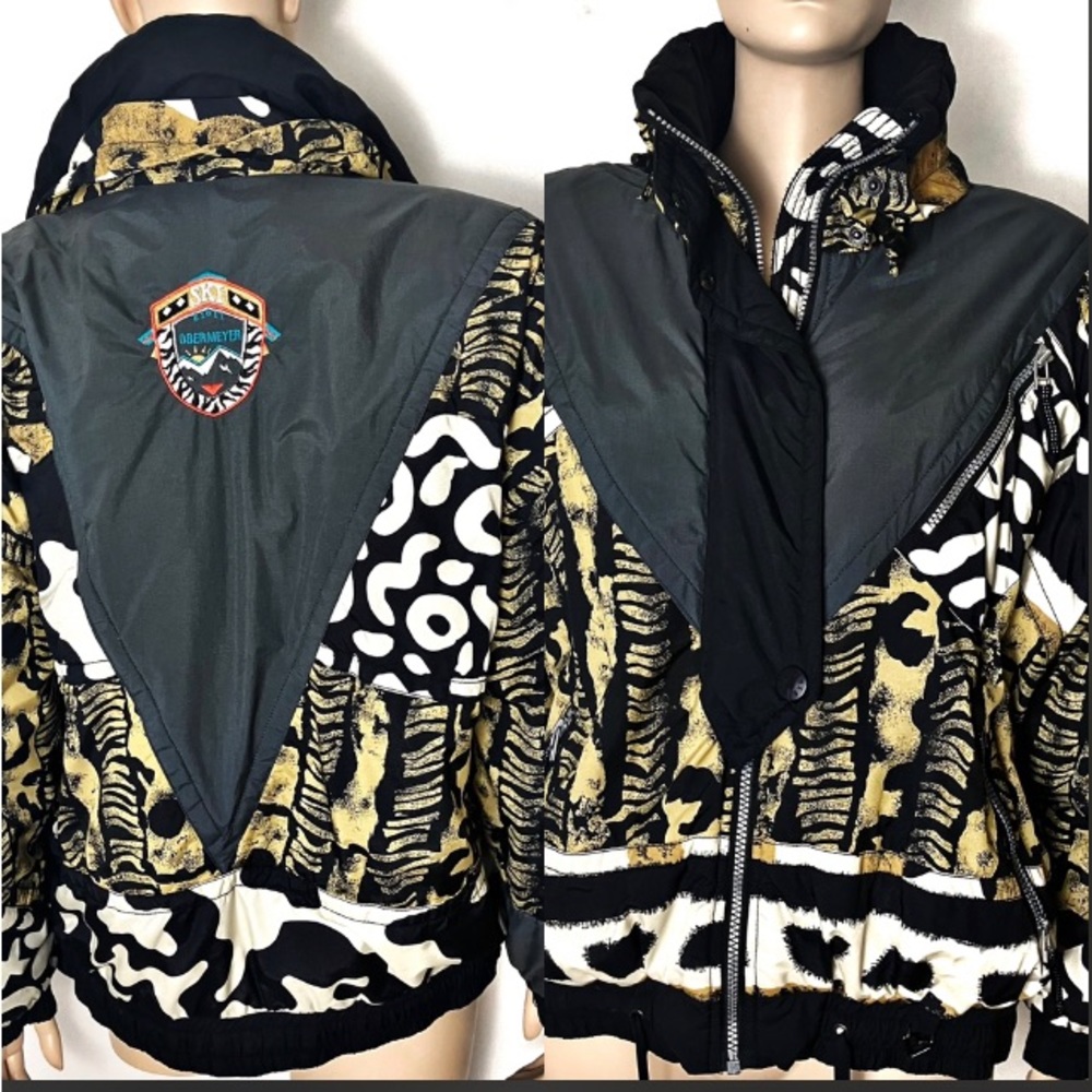Vintage obermeyer leopard ski winter jacket size 8/medium